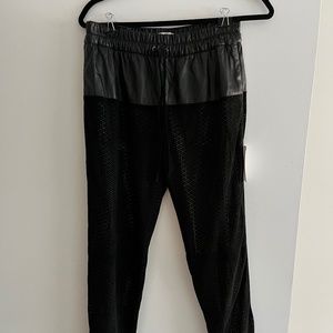 Parker Laser Cut Real Leather Joggers Drawstring Black size S